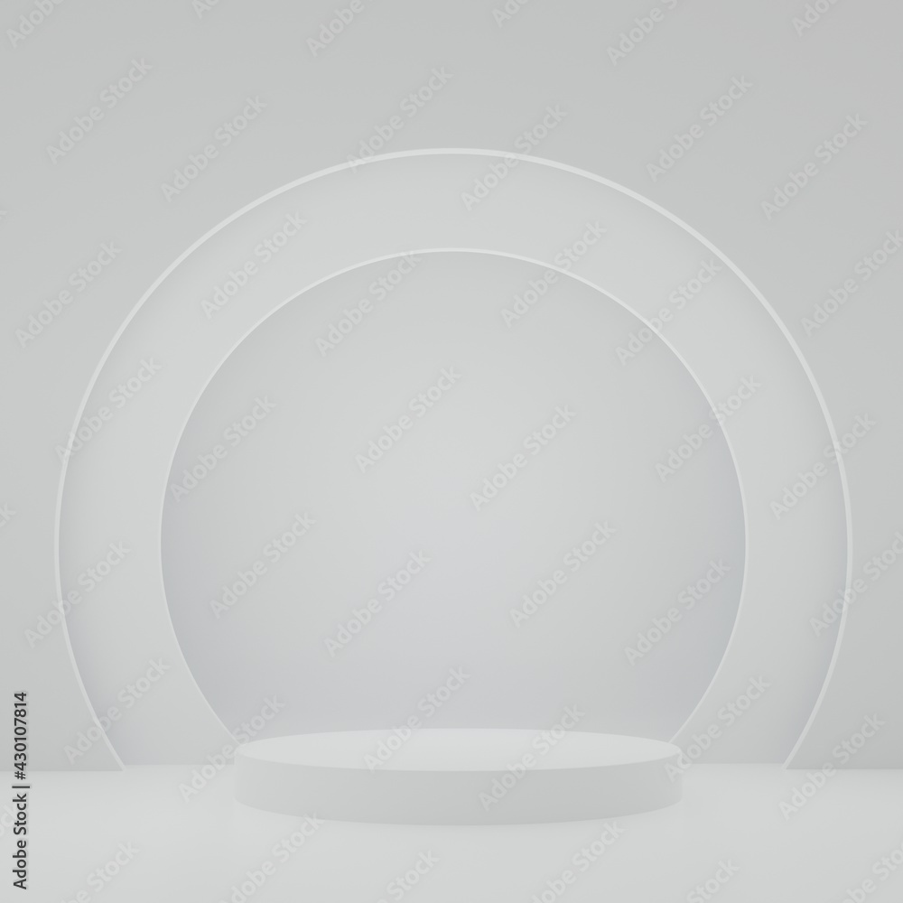 White Product Stand in white room ,Studio Scene For Product ,minimal design,3D rendering White Product Stand in white room ,Studio Scene For Product ,minimal design,3D rendering