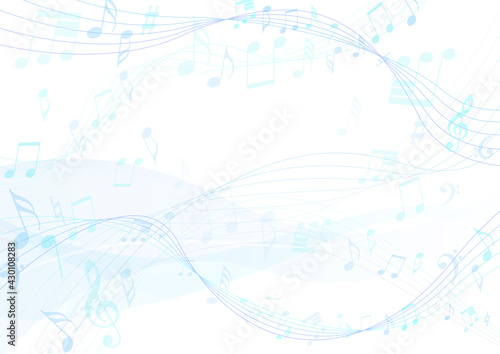 ウェーブ,波,背景,曲線,海,風,ブルー,夏,音符