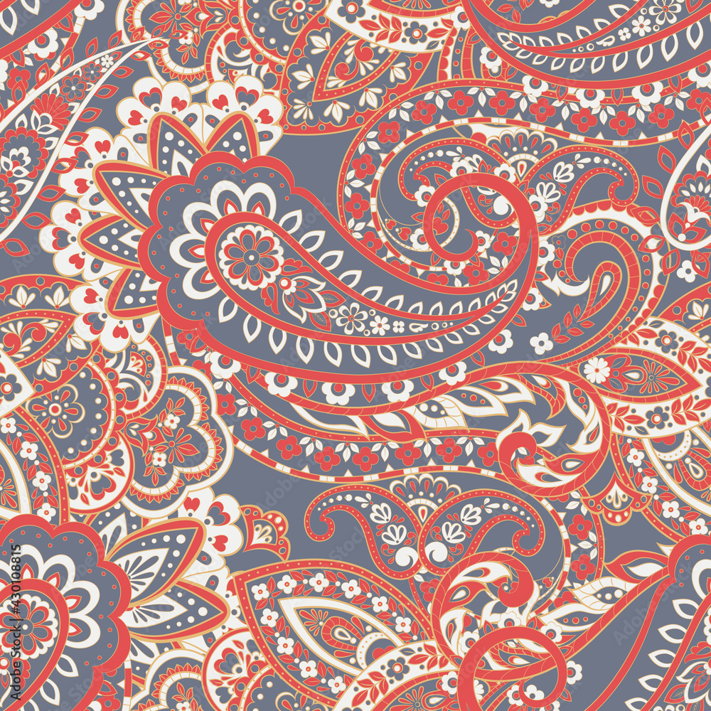 Paisley Vector Pattern. Seamless Floral Textile Background