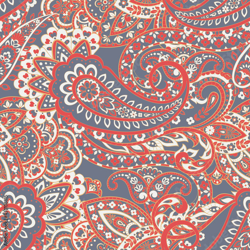 Paisley Vector Pattern. Seamless Floral Textile Background