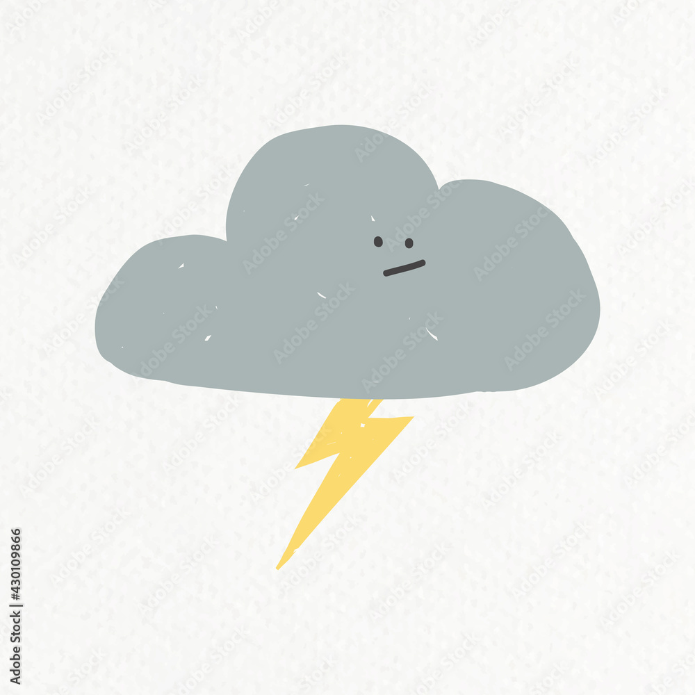 Doodle thunder cloud illustration weather forecast drawing for kids Doodle thunder cloud illustration weather forecast drawing for kids