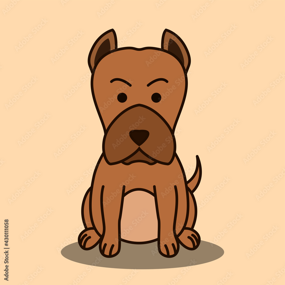 Cute Cartoon Vector Illustration of a brown pitbull dog. Cute Cartoon Vector Illustration of a brown pitbull dog.