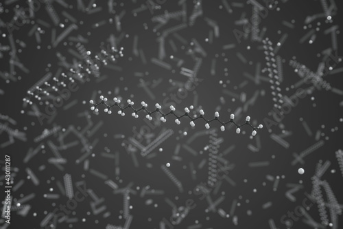 Tricosane molecule, ball-and-stick molecular model. Chemical 3d rendering