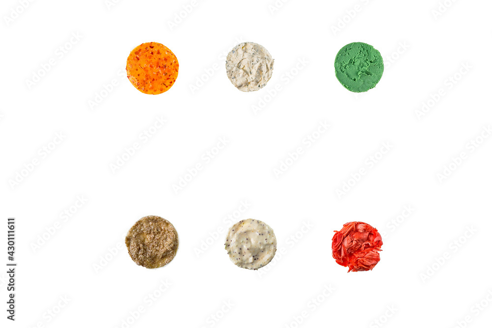 Different sauces on a white background Different sauces on a white background
