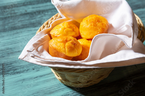 Cornbread proja served on a wooden table photo