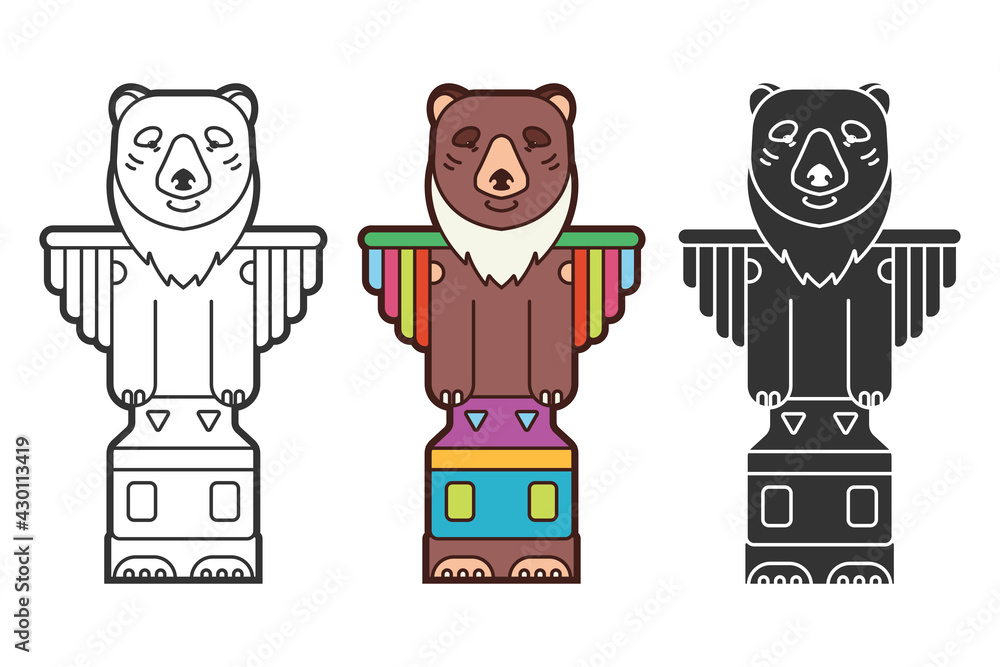 Ethnic bear totem vector set isolated on a white background. Ethnic bear totem vector set isolated on a white background.