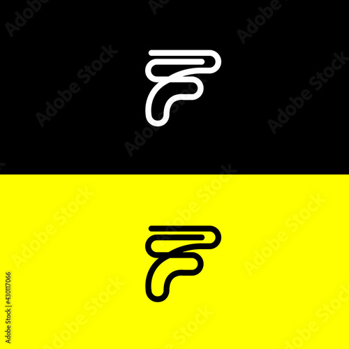 Letter f line logo icon, stroke letter vector element, speed icon