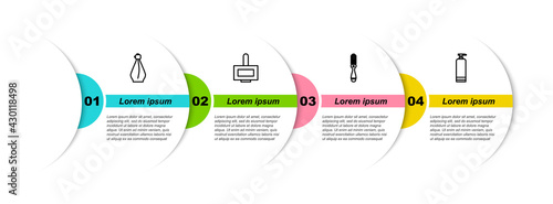 Set line Perfume, Nail polish bottle, Hairbrush and Cream cosmetic tube. Business infographic template. Vector