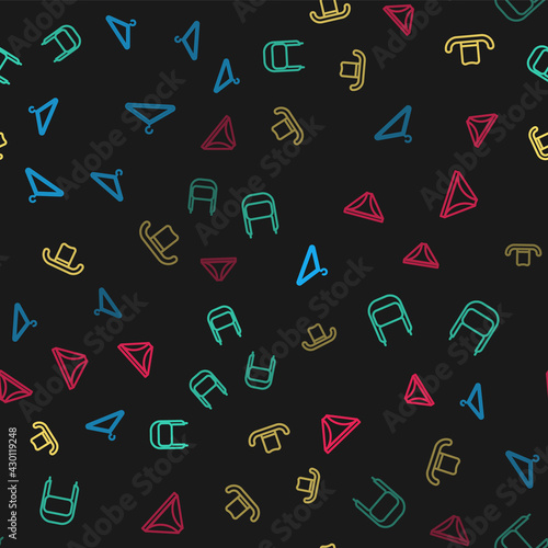 Set line Hanger wardrobe, Winter hat with ear flaps, Man and Men underpants on seamless pattern. Vector