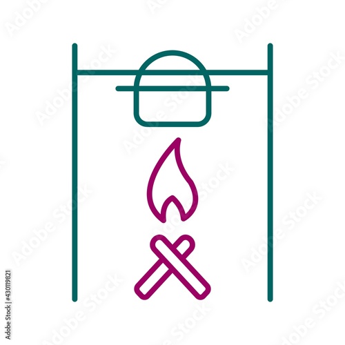 Unique Camp Fire Line Vector Icon