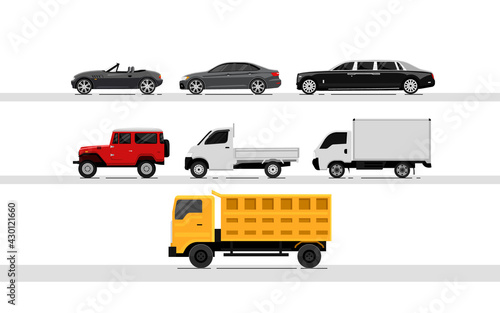 Set of Vehicles Vector in Flat Style