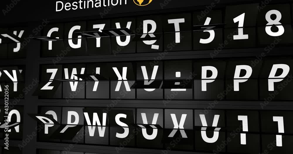 3D generated animation, analog flight information display board with the arrival city of Yokohama, 4 different animations 3D generated animation, analog flight information display board with the arrival city of Yokohama, 4 different animations