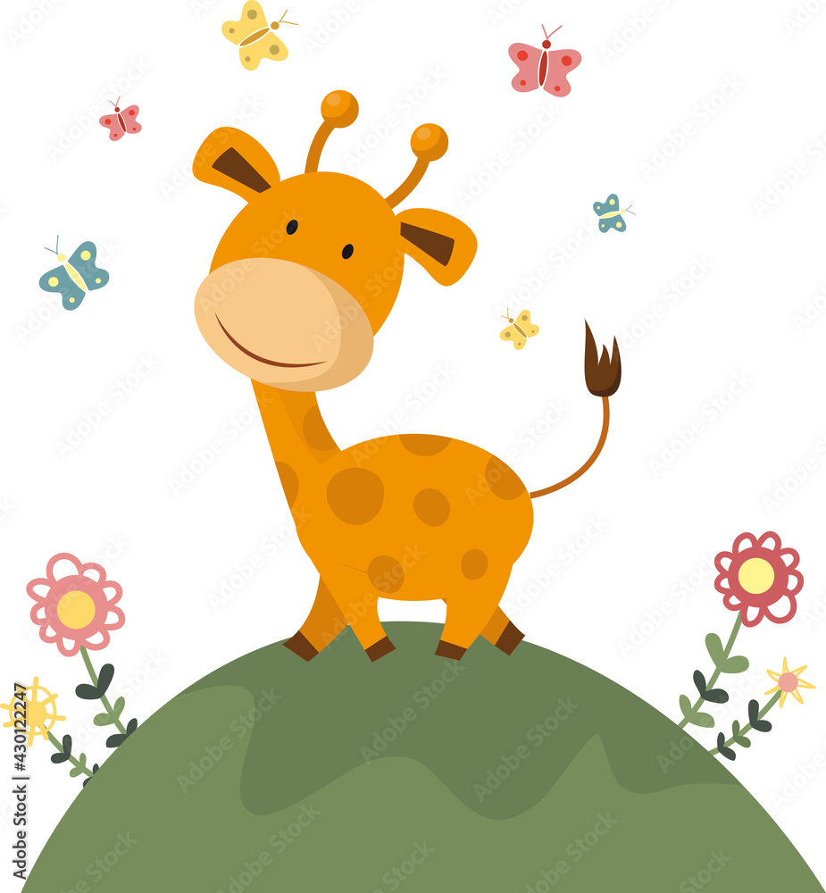 Giraffe cute hand drawn cartoon character vector image Giraffe cute hand drawn cartoon character vector image