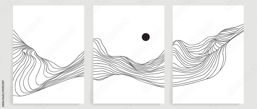 Luxury  line art background vector. Minimalist modern contour drawing. contemporary abstract art design for wall art, wallpaper, home decoration, cover, printable painting.