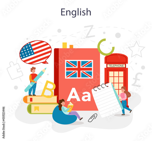 English class concept. Study foreign languages in school or university