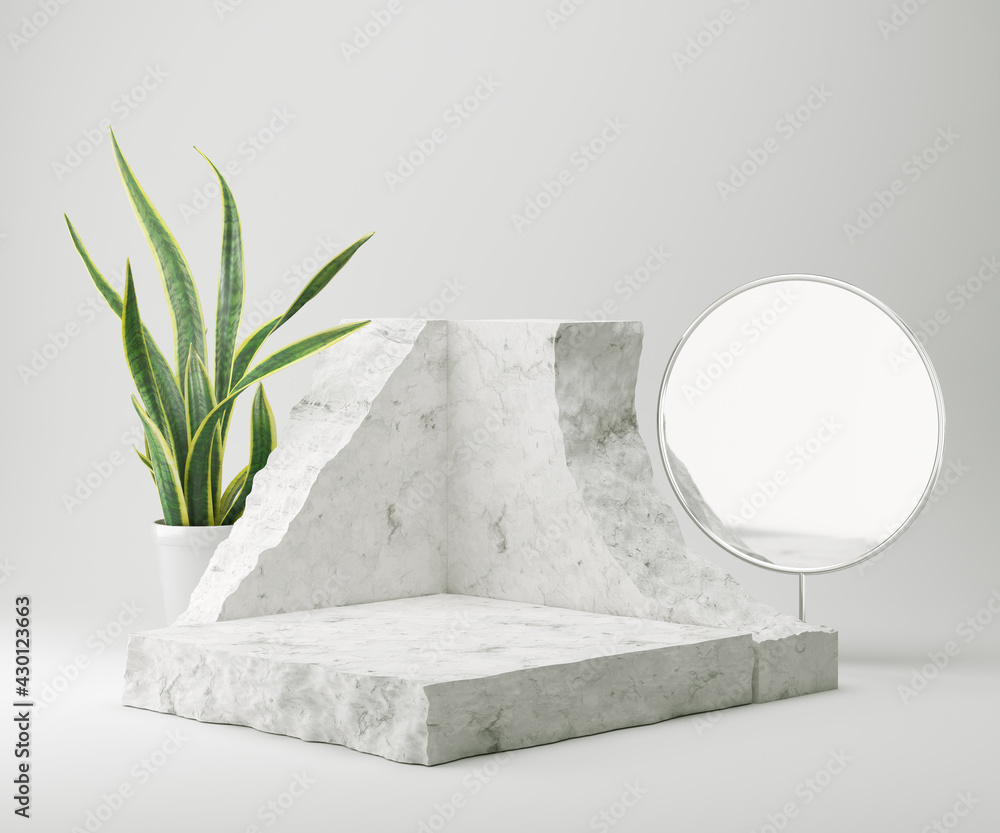 Abstract background for cosmetic product display, stone podium minimal background - obrazy, fototapety, plakaty 