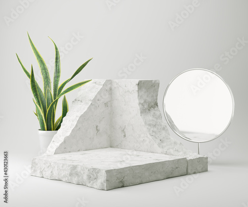 Abstract background for cosmetic product display, stone podium minimal background