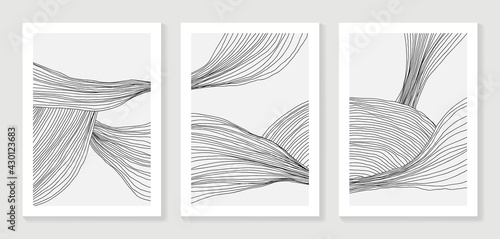 Luxury  line art background vector. Minimalist modern contour drawing. contemporary abstract art design for wall art, wallpaper, home decoration, cover, printable painting. © TWINS DESIGN STUDIO
