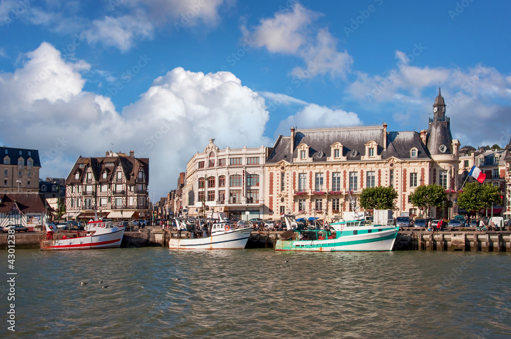 Fishing boats in the harbor of Trouville in Normandy, France
