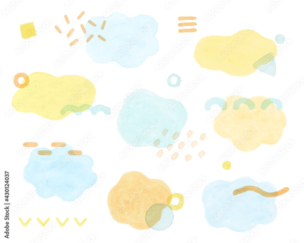 水彩の模様のセット 背景 フレーム 模様 手描き テクスチャ 枠 デザイン かわいい 幾何学 Stock Vector Adobe Stock