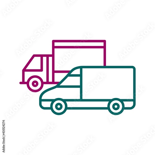 Unique Parked Trucks Vector Line Icon