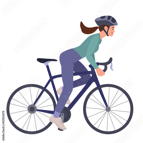 Girl cyclist in a sports suit.Eco transport.The concept of a healthy lifestyle, sports training, cardio load.