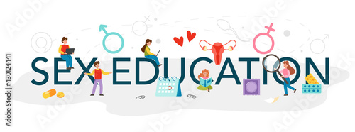 Sex education typographic header. Sexual health lesson for young people