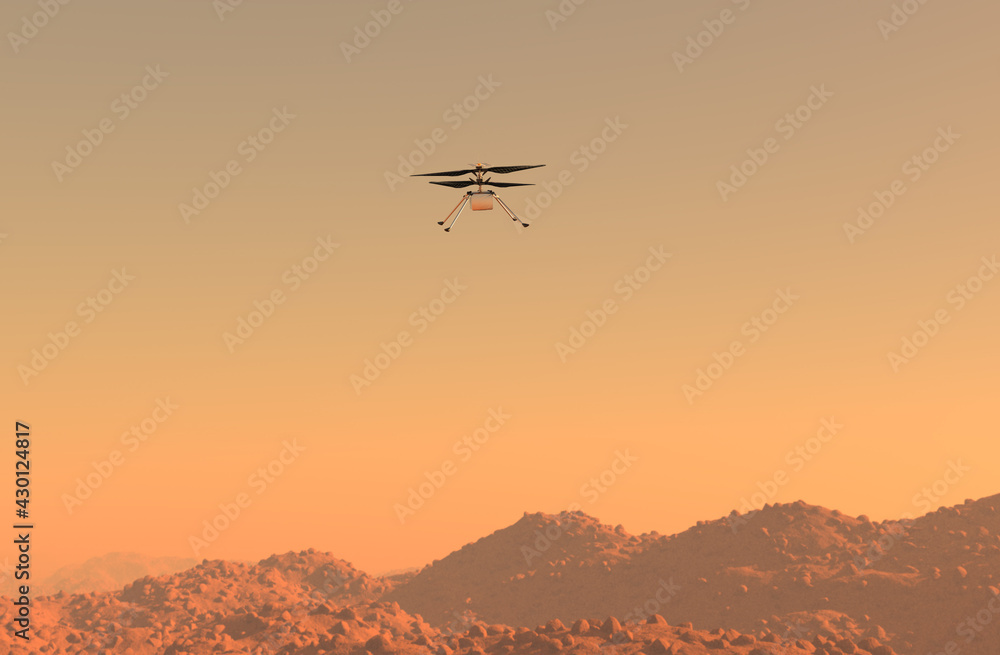 Obraz premium Helicopter Ingenuity explore Mars