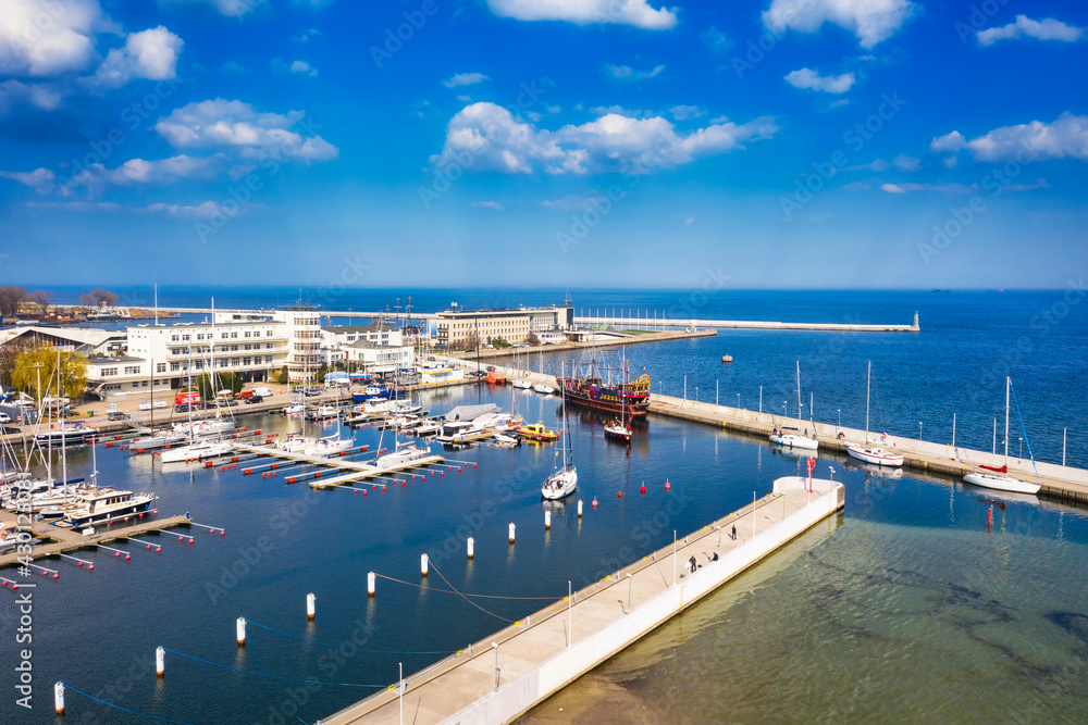 Aerial landscape of the marina at Baltic Sea in Gdynia, Poland. Aerial landscape of the marina at Baltic Sea in Gdynia, Poland.