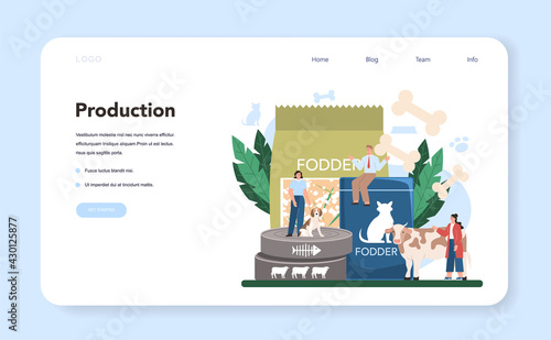 Fodder industry web banner or landing page. Food for pet production