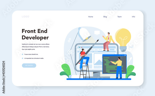 Frontend development web banner or landing page. Website interface