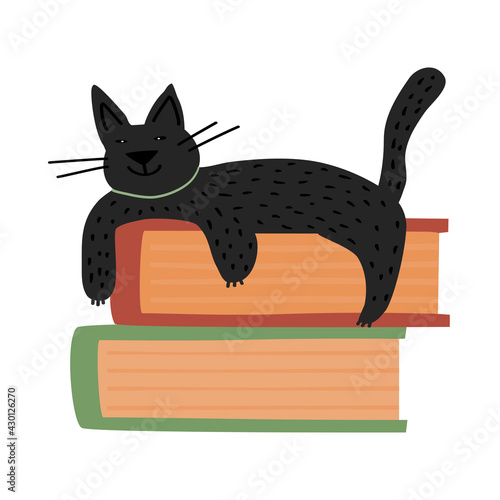 Cat on books 