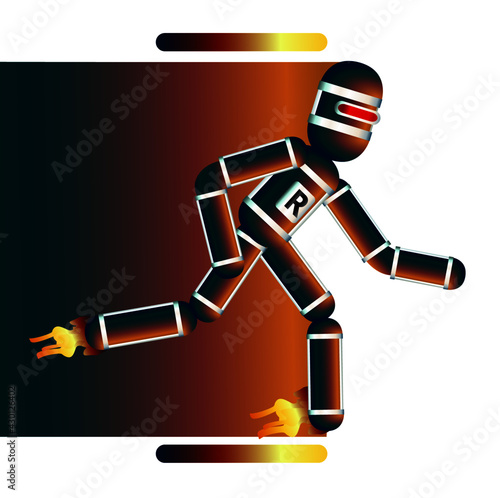 The Robot is Running. Vector Illustration