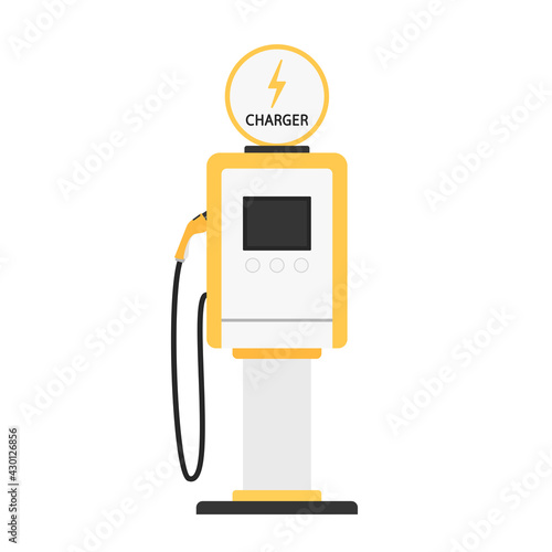 Charging station isolated on white background. Electric car refueling.