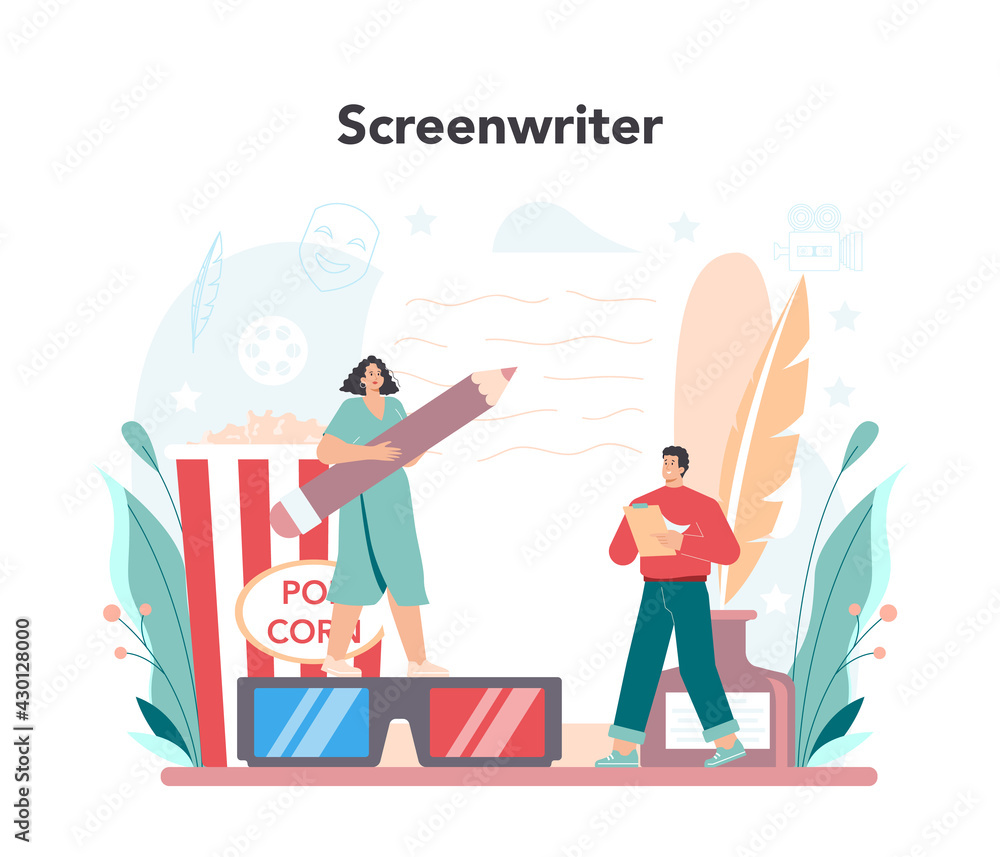 Screenwriter concept. Person create a screenplay for movie.
