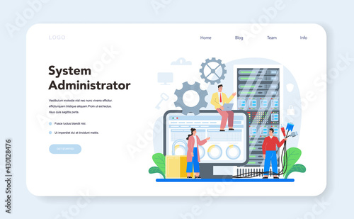System administrator web banner or landing page set. Technical work