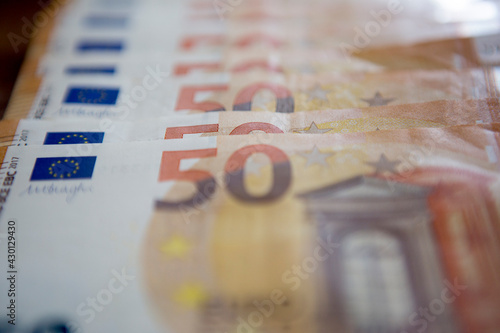 euro banknotes on a white background