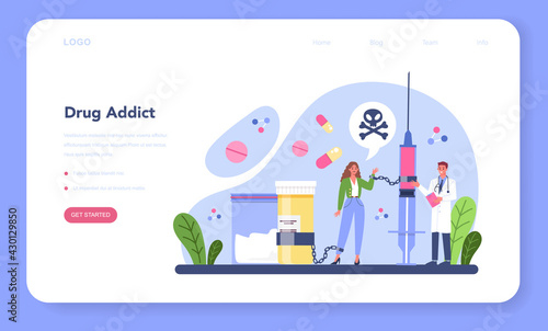 Addiction web banner or landing page. Idea of medical treatment