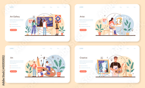 Artist web banner or landing page set. Professional illustrator