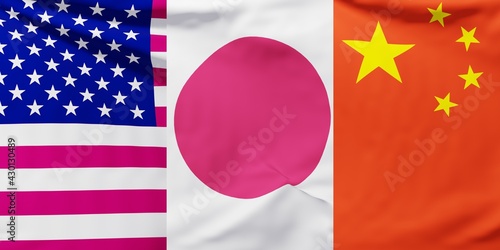 Wallpaper Mural アメリカ、日本、中国の国旗 Torontodigital.ca