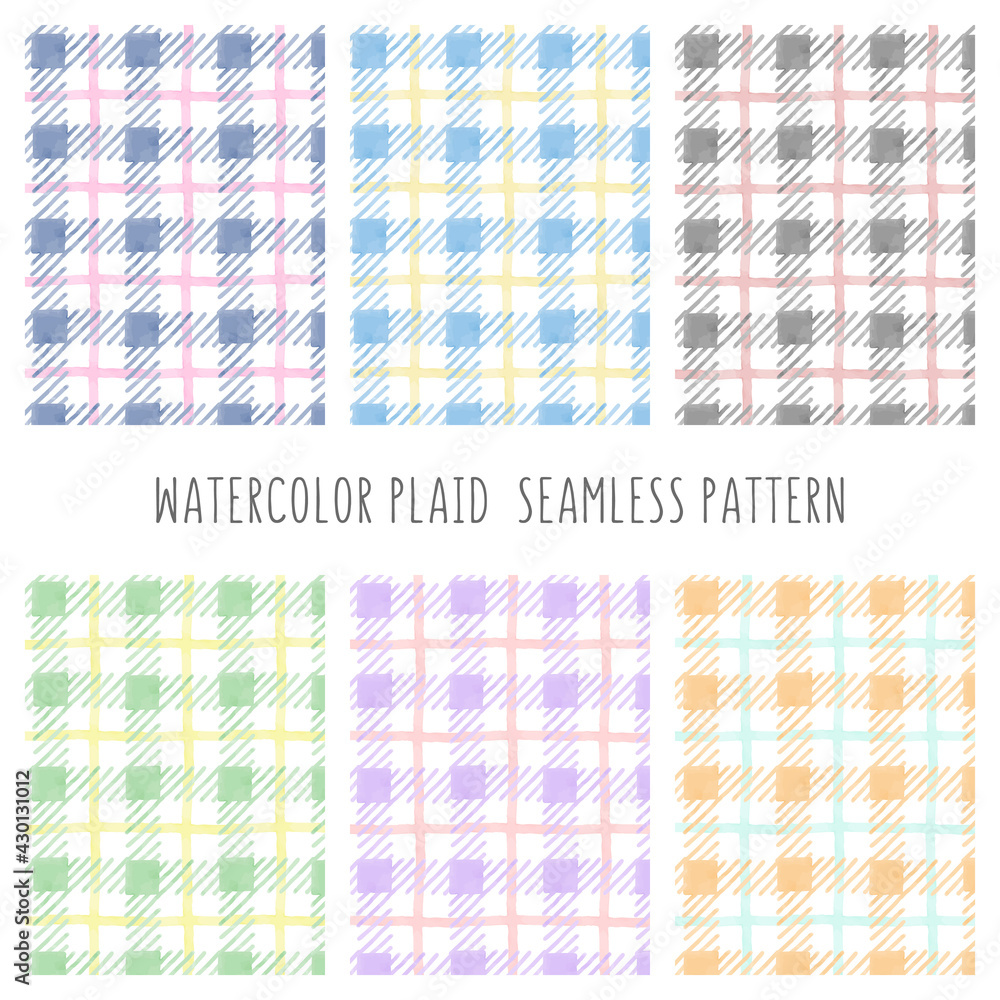 水彩風チェック柄のシームレスパターン セット Vector De Stock Adobe Stock 水彩風チェック柄のシームレスパターン セット Vector De Stock Adobe Stock
