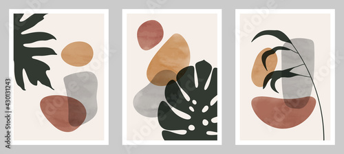 
Botanical wall art vector set. Tropical foliage line art drawing with abstract shape. Abstract plant art design for decoration print, cover, wallpaper, wall art. Watercolor background. 
EPS10 vector 