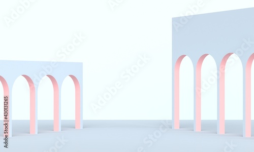 Arch simple geometric background.3d rendering