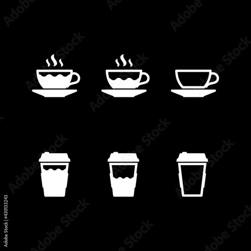 Set glyph icons of coffee cup
