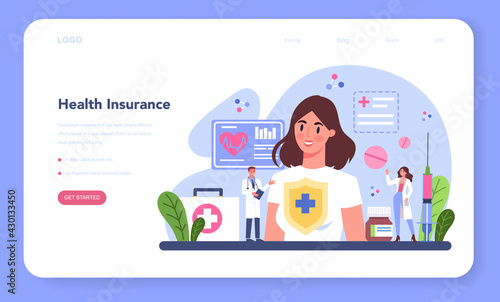 Health insurance web banner or landing page. Idea of security