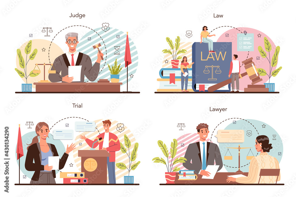 Obraz premium Professional lawyer concept set. Punishment and judgement idea.