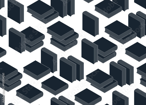 3D isometric books seamless vector background, endless wallpaper with printed books library theme, ebook virtual literature.