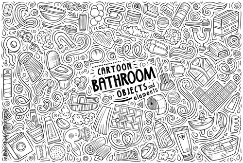 Cartoon set of Bathroom theme items  objects and symbols