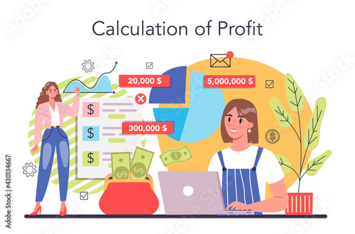 Making money concept. Profit income calculation. Idea of business development