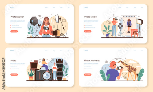 Photographer web banner or landing page set. Professional photographer